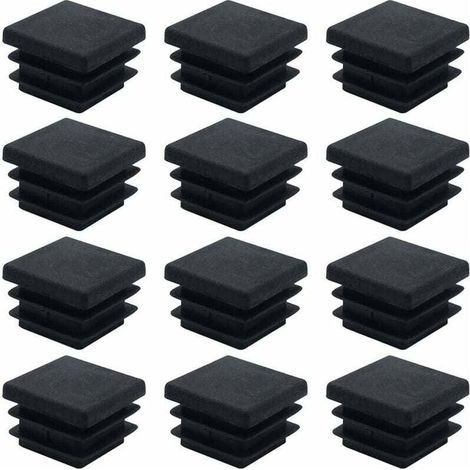 40 pezzi di tappi terminali quadrati per mobili, tappi per tubi quadrati in plastica da 20 mm x 20 mm, tappi per tubi antiscivolo, tappi terminali rettangolari neri, tappi a inserto, copri tubi per se (1/4)