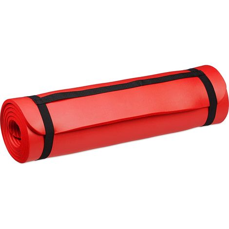 Tapis de yoga 1 cm épaisseur caoutchouc sangle transport gymnastique pilates aérobic rouge (1/4)