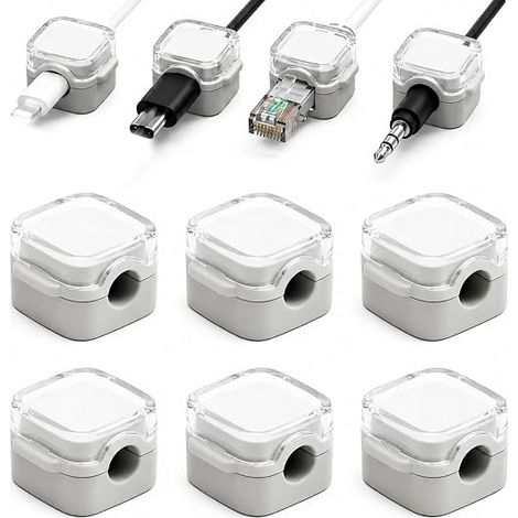 supports de câbles magnétiques réglables pour bureau, table de chevet, voiture, USB, HDMI, câble audio et câble PC, blanc (1/4)
