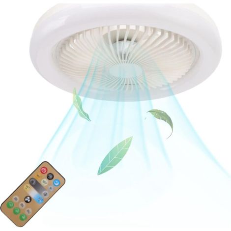 Ceiling Fan with Light, Ceiling Light, Adjustable Brightness and Color Temperature, 3 Fan Speeds, Timer and Sleep Mode, with Remote Control White (1/5)