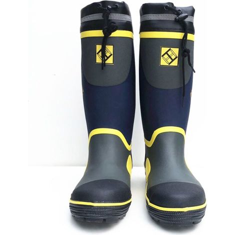 Jeffergarden Bottes en caoutchouc à semelle en acier, imperméables, surchaussures de travail pour l'extérieur, bleu, gris, jaune HH025 LL, pointure 43-44 (1/5)