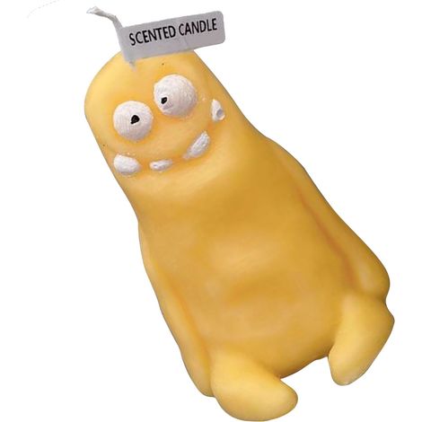 Tonkerze in Form eines Mannes, Duftkerze mit Cartoon-Motiv, lustig und skurril, niedlich, Souvenir, dünn, gelb (1/5)