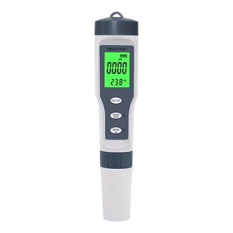 Testeur de qualité de l'eau 3 en 1 : pH-mètre, TDS et température. Écran LCD numérique EZ 9901. Idéal pour les piscines et les réservoirs d'eau potable.-Chrom (1/5)