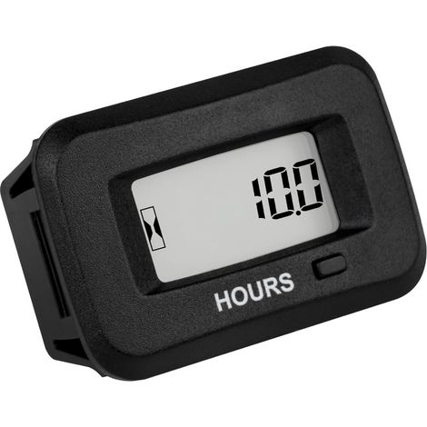 IP68 LCD 5-277V Hourly Meter for Ride-On Mower Tractor  AC/DC Signal 5-277V or Spark Plug Cable, Oil Reminder 50H, 99999H IP68 Waterproof for Lawn Mower Generator Boat Tractor
