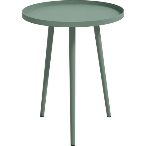 Table basse de jardin ronde, table d'appoint extérieur avec bord rond en acier, dim. Ø40 x 50H cm vert (1/5)