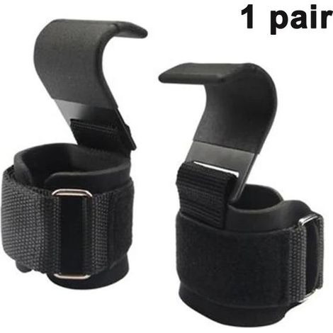 1 paire de sangles de poignet pour haltérophilie avec support de prise - Gants de soulevé de terre et coussinets de préhension avec crochets