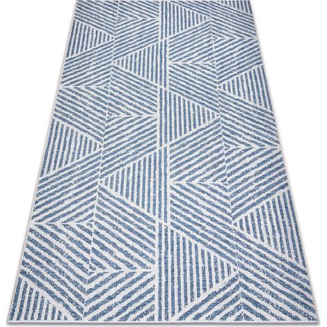 Tappeto COLOR 47176360 SISAL linee, triangoli, zigzag beige / blu blue 200x290 cm