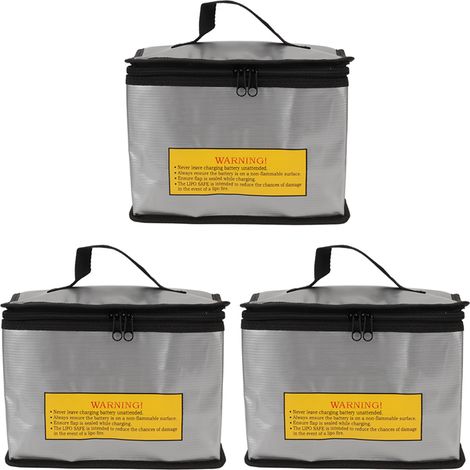 Sac de sécurité pour batterie Lipo 3 pièces, ignifuge, antiexplosion, grande capacité de rangement avec fermeture éclair (1/5)