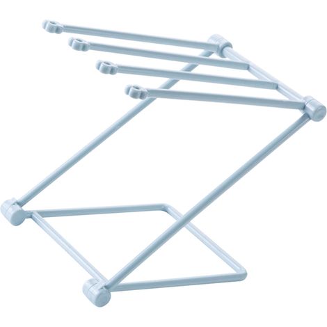 Égouttoir à vaisselle pliable à 4 bras pour comptoir, avec rangement pour torchons et serviettes de cuisine (bleu clair). (1/5)