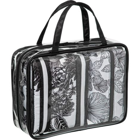Trousse de Toilette "Blackflora" 27cm Noir & Blanc (1/4)