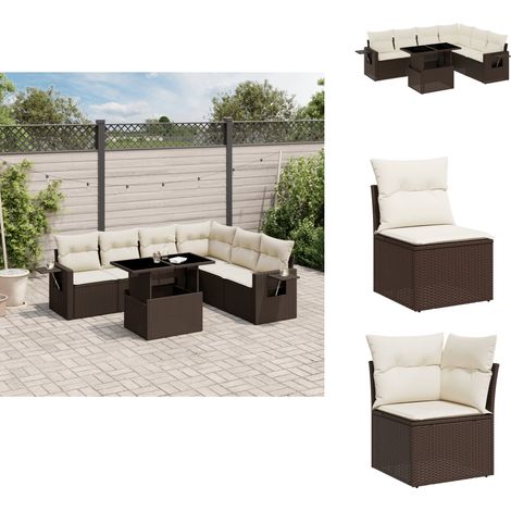 Salon de jardin avec coussins 7 pcs marron résine tressée - Ensemble Salon De Jardin - Meuble Extérieur - Jardin Design - Mobilier Résistant Aux Intempéries - Chaise Lounge (1/5)