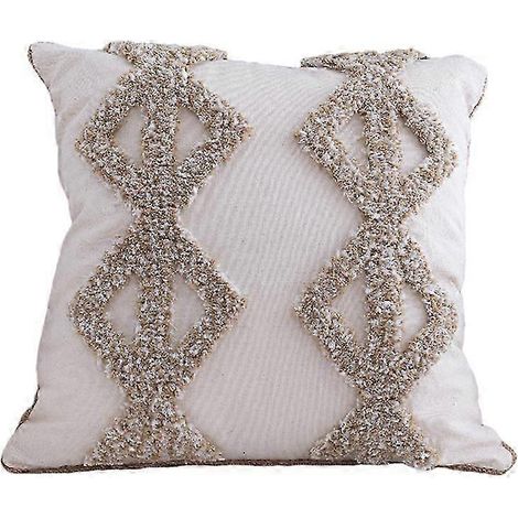 Housse de coussin décorative capitonnée avec pompon, carrée ou rectangulaire, tissée, pour canapé et literie.-45x45cm A (1/4)