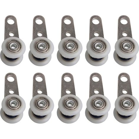 Lot de 10 roulettes pour baies vitrées ou portes coulissantes - en métal et en plastique - 4,5 x 1,9 cm