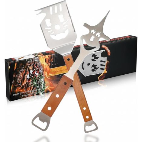 kit Barbecue ustensiles Multifonctions 2 pièces - spatule et fourchettes,Accessoires créatifs,Cadeau Homme Barbecue,Cadeau pour la fête des pères,Cadeau Papa unités