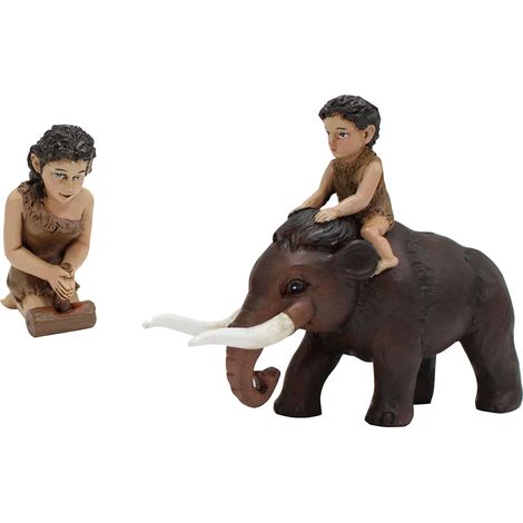 Statue d'homme sauvage de mammouth laineux, Figurine humaine Miniature en résine pour décoration de jardin extérieur et de bureau (1/5)