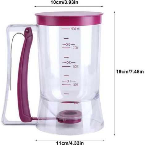 Tasse De Mesure - 900 Ml - Plastique Alimentaire Résistant À La Chaleur - Transparente Et Violet - Cuisine Pâtisserie - 1 Pièce (1/4)