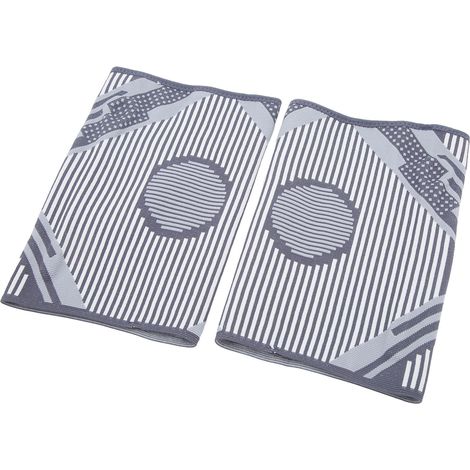 Lot de 2 genouillères de sport en silicone tricotées, avec ressort de soutien, pour la course, l'escalade et le basketball. Gris foncé, taille M. (1/5)