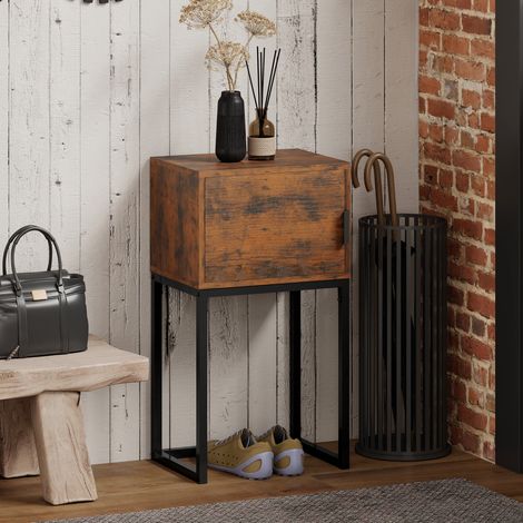 Table console étroite - brun rustique - design industriel - 40x30x76cm - couloir du salon - meuble - Pratique