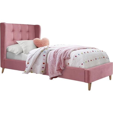 Cama Houston 1840, Rosa, Individuales, 90x200, Tapiz, Somieres, 102x219x113cm