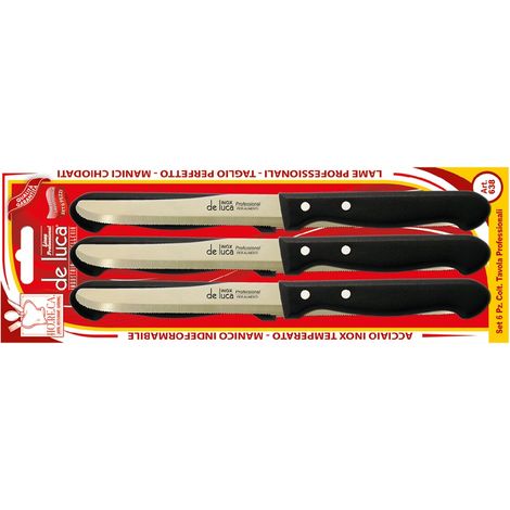De Luca Set 6 Coltelli Da Tavola Seghettati Lama Mm 110 Colore Bianco