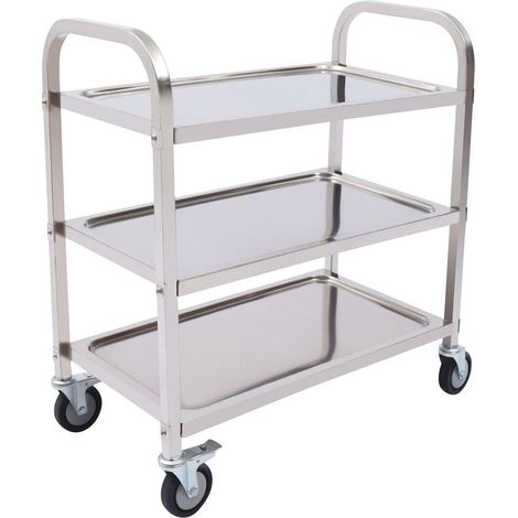 3 Borde Servierwagen Edelstahl Teewagen Küchenwagen Gastro Servierhilfe 4 Räder (1/5)