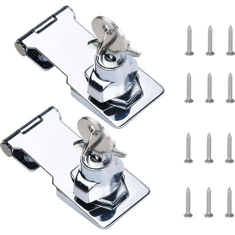 VURAHOME - 2 Pièces Serrure Porte Verrou de Porte Verrouillage en Métal Moraillon de Porte Alliage de Zinc Serrure Meuble avec Vis et Clé pour Casiers Tiroirs Placards (1/5)