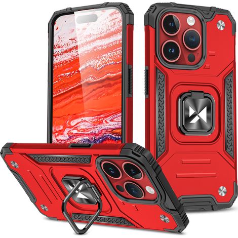 Custodia corazzata rossa con supporto per dito per iPhone 15 Pro Ring Armor (1/5)