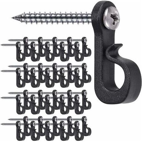 Lot de 40 crochets de suspension pour lumières de Noël avec vis cruciforme pour garage, Nouvel An, fête en plein air, câble facile à démouler et lumières LED féériques, vis larges