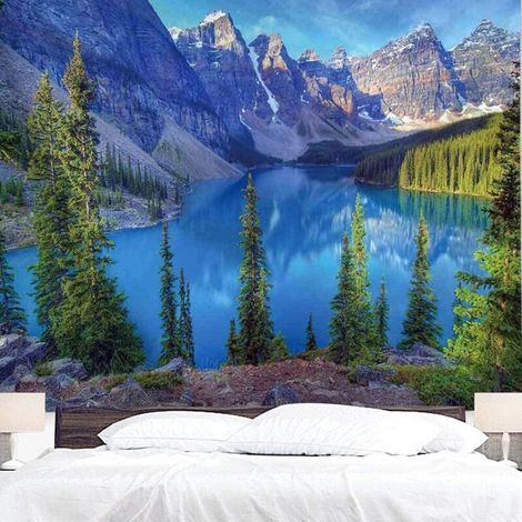 Ahlsen Stück Wandbehang Tapisserie Wald Natur Landschaft, Wandteppich für Künstler Zuhause Wohnzimmer Schlafzimmer Wohnheim Dekoration (180 x 230 cm)