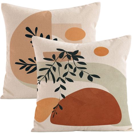 Housses de coussin bohèmes 45x45 cm (lot de 2), housses de coussin abstraites, housse de coussin soleil à motif géométrique, housses de coussin décoratives bohèmes (1/5)