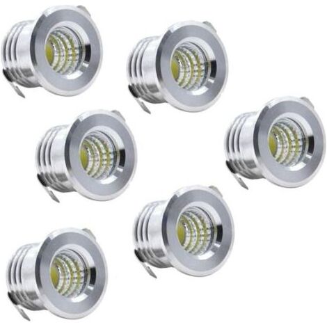 Lot de 6 Mini Spots encastrables au Plafond LED Noirs Mini Spot LED pour plafonnier d'armoire, 3 W, blanc froid (1/4)