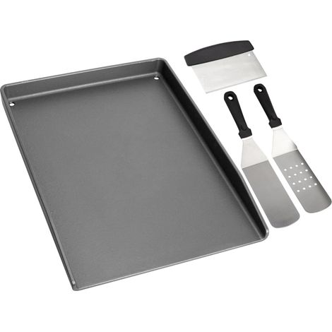 Plancha en fonte 40 x 30 cm avec spatule pour barbecue, universel pour Enders, Weber, Landmann et barbecue au charbon de bois (1/5)