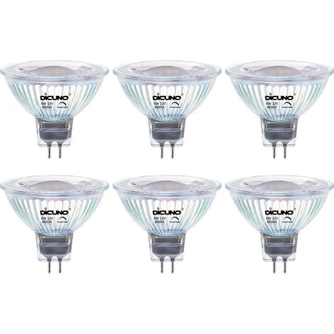 Ampoule LED GU5.3 MR16 Dimmable, 6W équivalent 60W, 12V Basse Tension, 420lm, Blanc chaud 2700K, Spot LED 40°, Ampoule GU5.3 encastrable, Éclairage intérieur, Lot de 6 (1/5)
