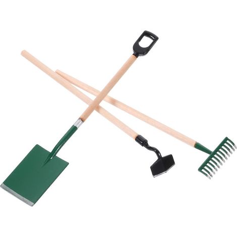 Mini ensemble d'outils de jardinage décoratifs : bêche, râteau, houe assortis (1/5)
