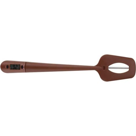 Tragbares Küchenthermometer, Kuchenspatel, All-in-One-Temperaturanzeiger, Nylon- und Silikonrührer für Schokolade, Sahne, Soßen und Sirup (Kaffeefarbe) (1/4)