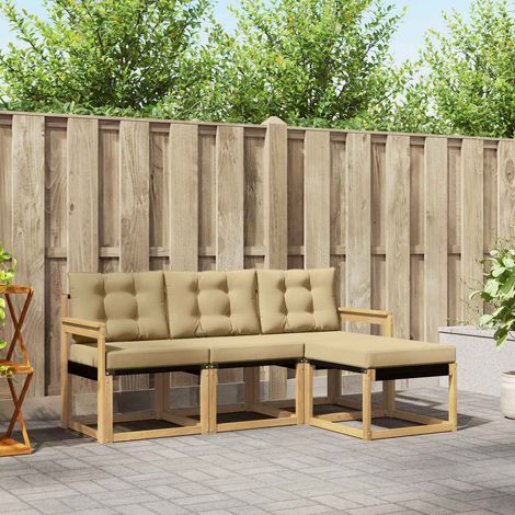 vidaXL Set di divani da esterno 4 pz Bianco e Beige