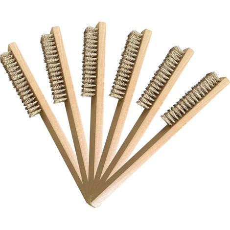 6 Pcs Brosse Laiton, Jeu de Brosses Métalliques, Brosse Métallique avec Poils en laiton 200 mm, Brosses Métalliques Laiton, pour nettoyer les taches de sueur, la rouille et le nettoyage en profondeur (1/5)