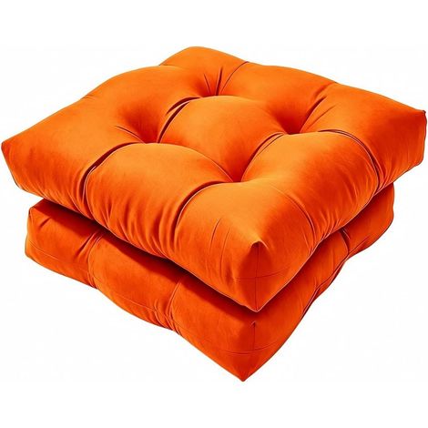 2-teiliges Galte-Stuhlset (quadratisch), weich gepolstert, robust, für Balkon, orange, wasserdicht (1/5)