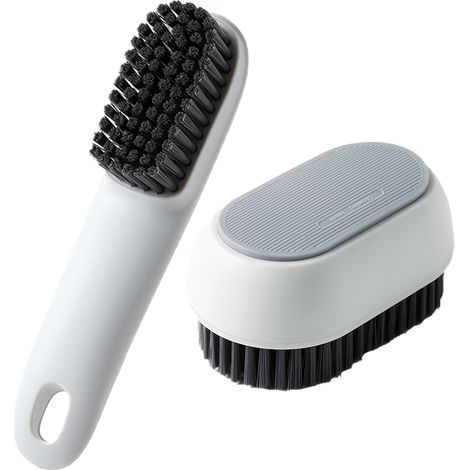 2 Brosses de nettoyage, poils résistants, manche ergonomique, pour vêtements et chaussures, usage salle de bain (1/5)