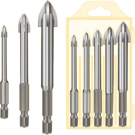 5 Pcs Foret, Foret De Maçonnerie En Carbure De Tungstène Set Pour Métal Acier, Tuile De Céramique Porcelaine, Béton, Brique, Plastique Et Bois (1/5)