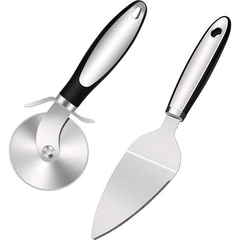 Ensemble de coupe-pizza, coupe-pizza professionnel, pelle à pizza, couteau à pizza avec lame en acier inoxydable et manche ergonomique en polypropylène. (1/5)