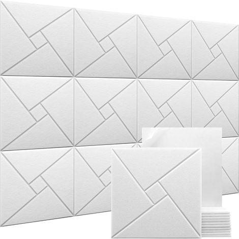 Lot de 12 panneaux acoustiques auto-adhésifs, panneaux muraux insonorisants, panneau absorbant le son en polyester haute densité, 30 x 30 x 0,9 cm (1/5)
