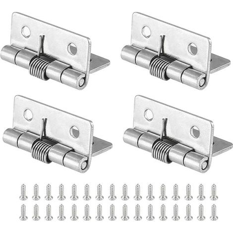 Lot de 4 charnières à ressort pour armoires, longueur 1,5 pouce, charnières à ressort en acier inoxydable à fermeture automatique (1/5)