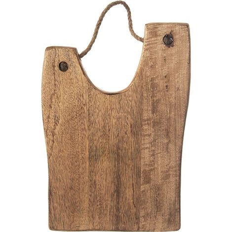 Planche à découper en bois de manguier avec corde de jute pratique (1/5)