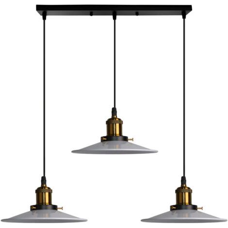 royaluxe- Suspension Luminaire Rétro 3 Lumières Lampe À Suspension Moderne En Métal (Blanc) Lustre Antique E27 60W Pour Salon Salle À Manger Restaurant (1/5)