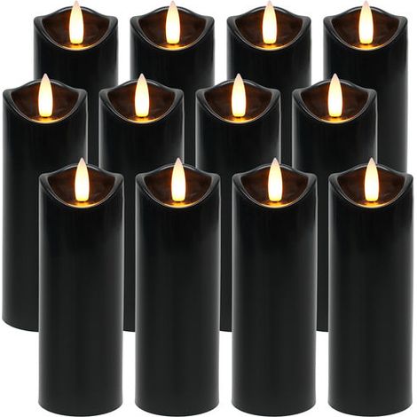 Schwarze led kerzen 12er pack 15 cm mit flackernder flamme
