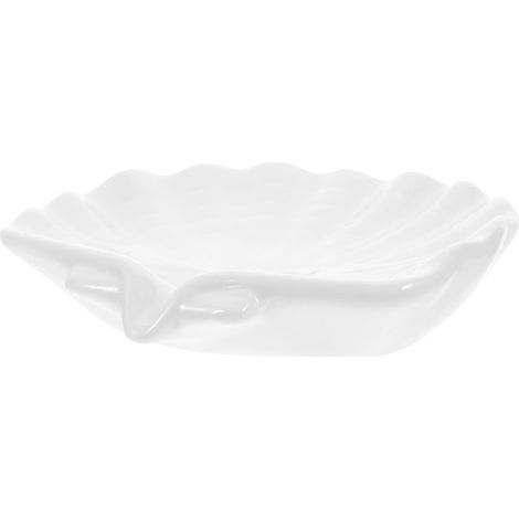 Porte-savon en céramique en forme de coquillage avec bac d'égouttage, savon blanc pour les mains (1/5)