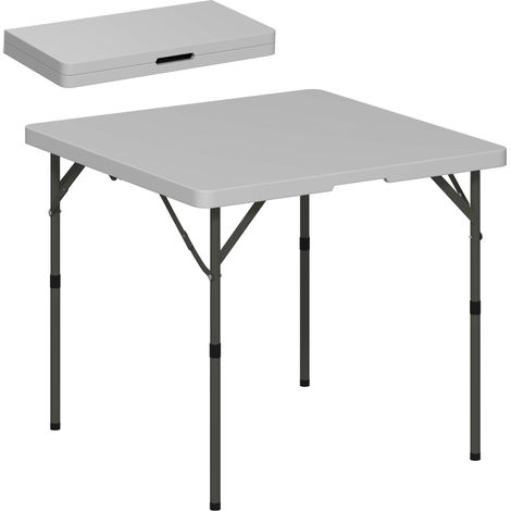 Tavolo da Campeggio Pieghevole 86x86x74 cm Regolabile su 2 Altezze in HDPE e Metallo Grigio Scuro (1/5)