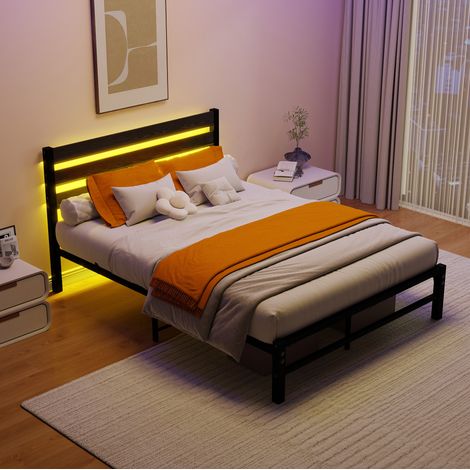 Metallbett 140x200 cm mit LED, USB und Stauraum unter dem Bett OKMYHOME (1/5)