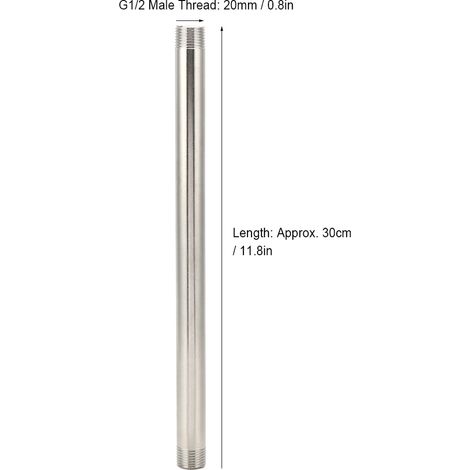 Raccords de Tuyaux à Filetage Mâle en Acier Inoxydable pour Plomberie Gaz 30cm - Extension de Tuyau avec Filetage G1/2 Mâle 30cm (1/5)
